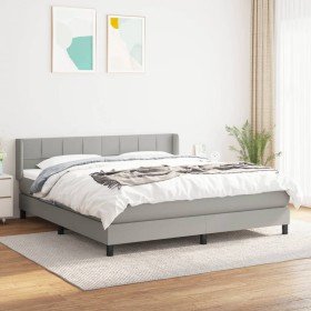 Cama box spring con colchón tela gris claro 180x200 cm Cama box spring con colchón tela gris claro 180x200 cm