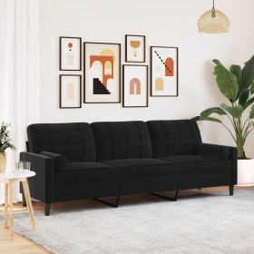 Sofá de 3 plazas con cojines terciopelo negro 210 cm von , Sofas - Ref: Foro24-3278244, Preis: 317,15 €, Rabatt: %
