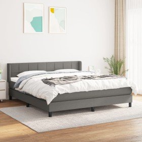 Cama box spring con colchón tela gris oscuro 180x200 cm en Camas y somieres | Comprar online en Foro24