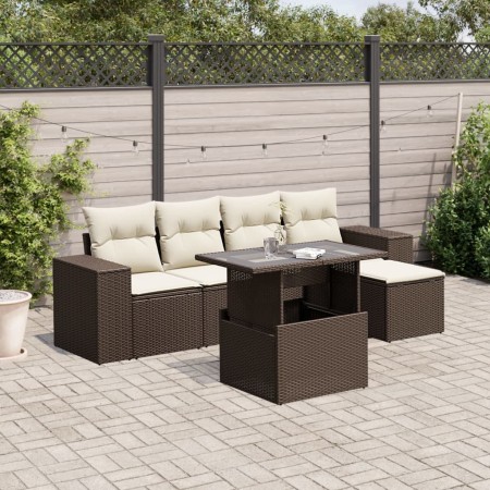 Set sofás de jardín 6 piezas y cojines ratán sintético marrón von , Gartensets - Ref: Foro24-3269133, Preis: 437,31 €, Rabatt: %