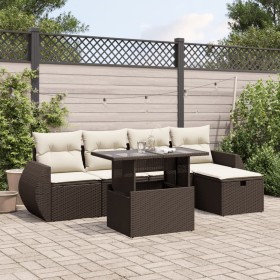 Set sofás de jardín 6 piezas y cojines ratán sintético marrón von , Gartensets - Ref: Foro24-3275133, Preis: 422,33 €, Rabatt: %