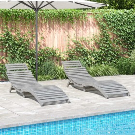 Tumbonas 2 unidades madera maciza acacia gris 184x55x64 cm by , Loungers - Ref: Foro24-3155468, Price: 256,07 €, Discount: %