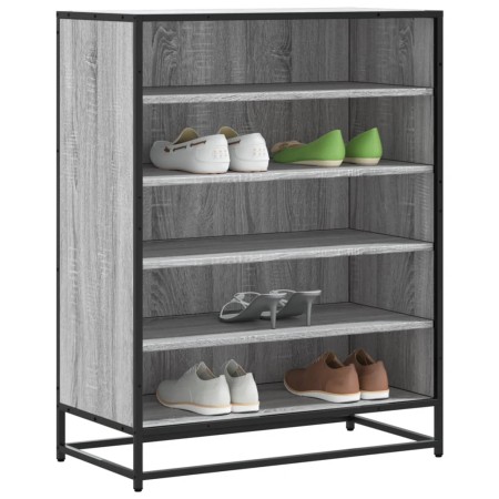 Zapatero madera de ingeniería y metal gris Sonoma 75x38x97,5 cm by , Shoe racks and shoe organizers - Ref: Foro24-3300873, Pr...