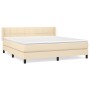 Cama box spring con colchón tela color crema 180x200 cm