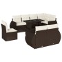 Set de sofás de jardín 9 pzas y cojines ratán sintético marrón by , Garden sets - Ref: Foro24-3268673, Price: 771,45 €, Disco...