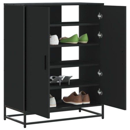 Zapatero de madera de ingeniería y metal negro 75x38x97,5 cm by , Shoe racks and shoe organizers - Ref: Foro24-3300865, Price...