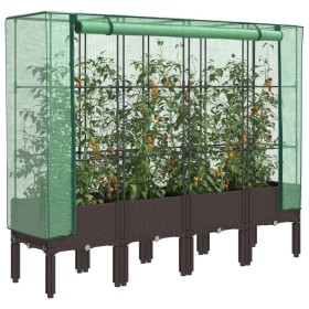 Arriate con cubierta invernadero aspecto ratán 160x40x140 cm de , Maceteros y jardineras - Ref: Foro24-4015807, Precio: 129,6...
