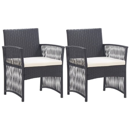 Sillones de jardín con cojines 2 unidades ratán sintético negro de , Sillas de jardín - Ref: Foro24-363406, Precio: 114,24 €
