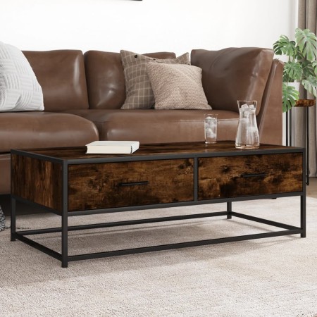 Mesa de centro madera ingeniería metal roble humo 100x50x35 cm by , Coffee table - Ref: Foro24-848781, Price: 66,07 €, Discou...