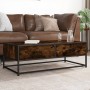 Mesa de centro madera ingeniería metal roble humo 100x50x35 cm by , Coffee table - Ref: Foro24-848781, Price: 66,07 €, Discou...