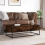 Mesa de centro madera ingeniería metal roble humo 100x50x35 cm by , Coffee table - Ref: Foro24-848781, Price: 66,07 €, Discou...