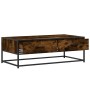 Mesa de centro madera ingeniería metal roble humo 100x50x35 cm by , Coffee table - Ref: Foro24-848781, Price: 66,07 €, Discou...