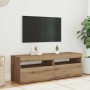 Muebles TV con luces LED 2 uds madera ingeniería roble artisan by , TV Furniture - Ref: Foro24-856312, Price: 90,24 €, Discou...