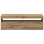 Muebles TV con luces LED 2 uds madera ingeniería roble artisan by , TV Furniture - Ref: Foro24-856312, Price: 90,24 €, Discou...