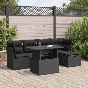 Set de sofás de jardín 6 piezas y cojines ratán sintético negro von , Gartensets - Ref: Foro24-3326136, Preis: 426,83 €, Raba...