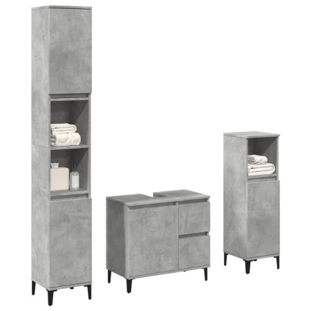 Set muebles de baño 2 piezas madera contrachapada gris hormigón de , Muebles de baño - Ref: Foro24-3324946, Precio: 177,36 €,...