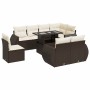 Set de sofás de jardín 9 pzas y cojines ratán sintético marrón de , Conjuntos de jardín - Ref: Foro24-3326664, Precio: 746,45...