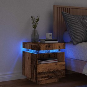 Mesita de noche con luces LED madera envejecida 40x39x48,5 cm by , Nightstands - Ref: Foro24-857658, Price: 72,99 €, Discount: %