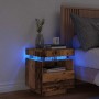 Mesita de noche con luces LED madera envejecida 40x39x48,5 cm de , Mesitas de noche - Ref: Foro24-857658, Precio: 72,89 €, De...