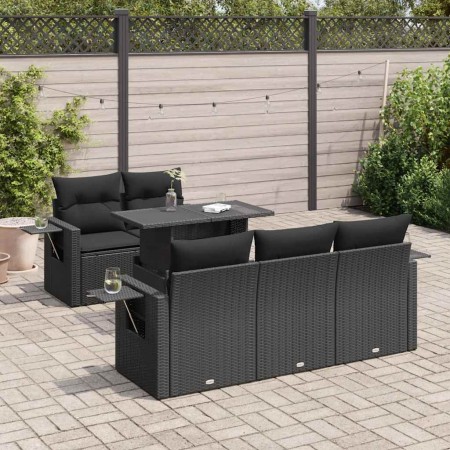 Set de sofás de jardín 6 piezas y cojines ratán sintético negro von , Gartensets - Ref: Foro24-3326406, Preis: 518,64 €, Raba...