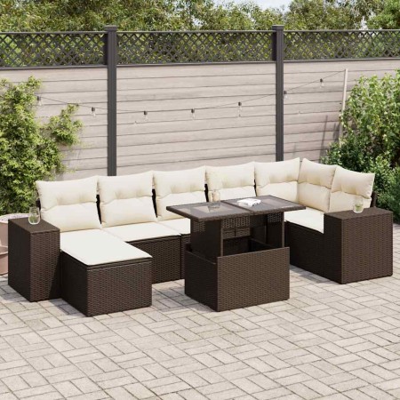 Set sofás de jardín 8 piezas y cojines ratán sintético marrón by , Garden sets - Ref: Foro24-3326844, Price: 563,01 €, Discou...