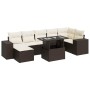 Set sofás de jardín 8 piezas y cojines ratán sintético marrón