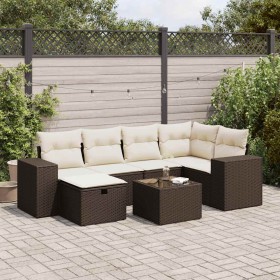 Juego de sofás de jardín 7 piezas con cojines ratán PE marrón von , Gartensets - Ref: Foro24-3325699, Preis: 466,27 €, Rabatt: %