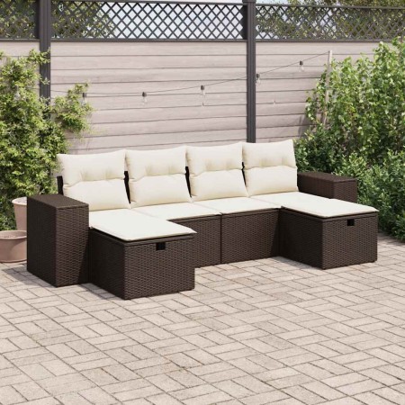 Set sofás de jardín 6 piezas y cojines ratán sintético marrón von , Gartensets - Ref: Foro24-3325729, Preis: 387,93 €, Rabatt: %