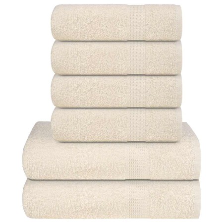 Juego de toallas 6 piezas 100% algodón crema 360 gsm by , Toallas de baño y manoplas - Ref: Foro24-137092, Price: 36,54 €, Di...