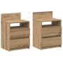Mesillas de noche 2 uds con 2 cajones roble artesano 40x33x60cm de , Mesitas de noche - Ref: Foro24-858577, Precio: 93,47 €, ...