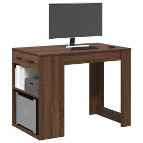 Escritorio con cajón estante madera contrachapada marrón roble von , Küchen- und Esstische - Ref: Foro24-858692, Preis: 99,70...