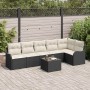 Conjunto de sofá de jardín con cojín 7 pcs Negro Poliratán