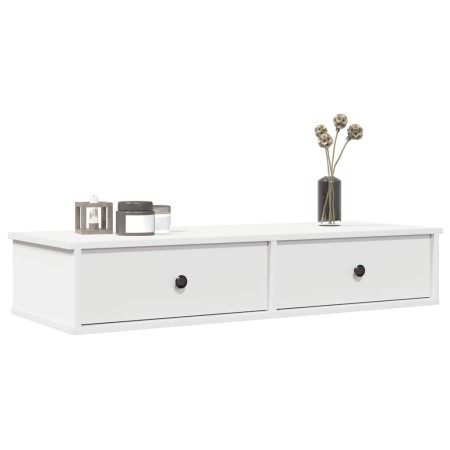 Estante de pared con cajones de madera contrachapada blanco de , Estantes y estanterías - Ref: Foro24-859959, Precio: 74,23 €...