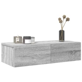 Estante de pared con cajones madera contrachapada roble ahumado de , Estantes y estanterías - Ref: Foro24-859973, Precio: 43,...