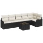 Conjunto de sofá de jardín con cojín 7 pcs Negro Poliratán