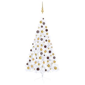Medio árbol de Navidad con luces y bolas blanco 150 cm von , Weihnachtsbäume - Ref: Foro24-3077483, Preis: 57,68 €, Rabatt: %