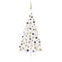 Medio árbol de Navidad con luces y bolas blanco 150 cm de , Arboles de navidad - Ref: Foro24-3077483, Precio: 58,78 €