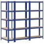 Estanterías de 5 baldas 3 uds madera contrachapada y acero azul