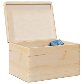 Caja de madera con tapa madera maciza de pino 40x30x23 cm de , Cestas para almacenaje - Ref: Foro24-4017390, Precio: 64,25 €,...