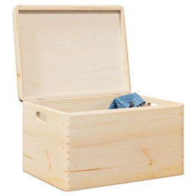 Caja de madera con tapa y asas madera maciza pino 40x30x23 cm de , Cestas para almacenaje - Ref: Foro24-4017392, Precio: 51,0...