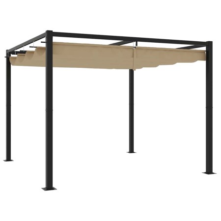 Cenador de jardín con techo retráctil acero topo 3x3 m de , Carpas y cenadores - Ref: Foro24-4003961, Precio: 378,71 €, Descu...