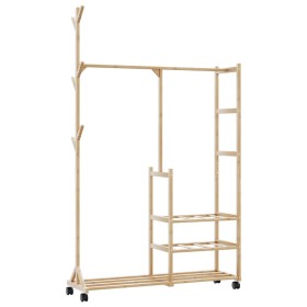 Perchero con estantes y ruedas 100x38x175,5 cm bambú by , Dresser Organizers and Bar Hangers - Ref: Foro24-4008919, Price: 57...