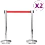 Barrera de cinta tipo aeropuerto con soportes acero plata 4 uds by vidaXL, Safety barriers - Ref: Foro24-149576, Price: 109,6...