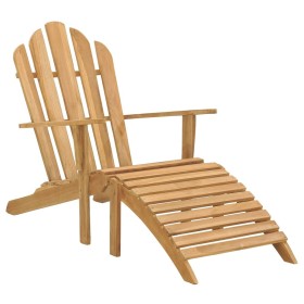 Silla Adirondack con reposapiés de madera maciza de teca