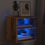 Mueble de TV de pared con luces LED envejecida 30x28,5x30 cm de , Muebles TV - Ref: Foro24-857672, Precio: 31,82 €, Descuento: %