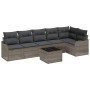 Conjunto de sofá de jardín con cojín 7 pcs Gris Poliratán