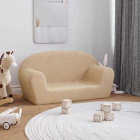 Sofá infantil de 2 plazas de felpa suave color crema de , Mobiliario para bebés y niños pequeños - Ref: Foro24-356989, Precio...