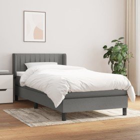 Cama box spring con colchón tela gris oscuro 80x200 cm Cama box spring con colchón tela gris oscuro 80x200 cm