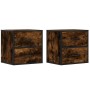 Mesitas de noche pared 2 uds color roble ahumado 40x31x39,5 cm de , Mesitas de noche - Ref: Foro24-848729, Precio: 78,93 €, D...