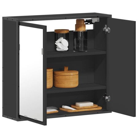 Armario de baño con espejo madera ingeniería negro 65x20x60 cm by , bathroom vanities - Ref: Foro24-849254, Price: 85,68 €, D...